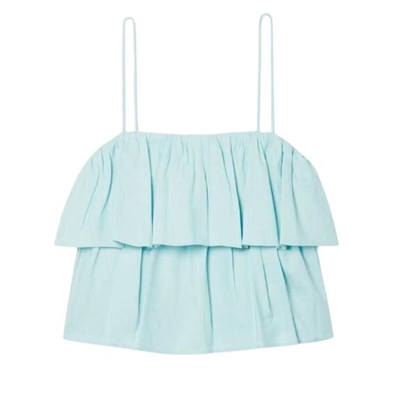 Alice + Olivia Marylynn cropped tiered linen blend top size 8 - Picture 1 of 6